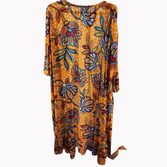 Tabitha Brown for Target Size 4X Womens Orange Floral Swim Cover Up Belted - Picture 11 of 11